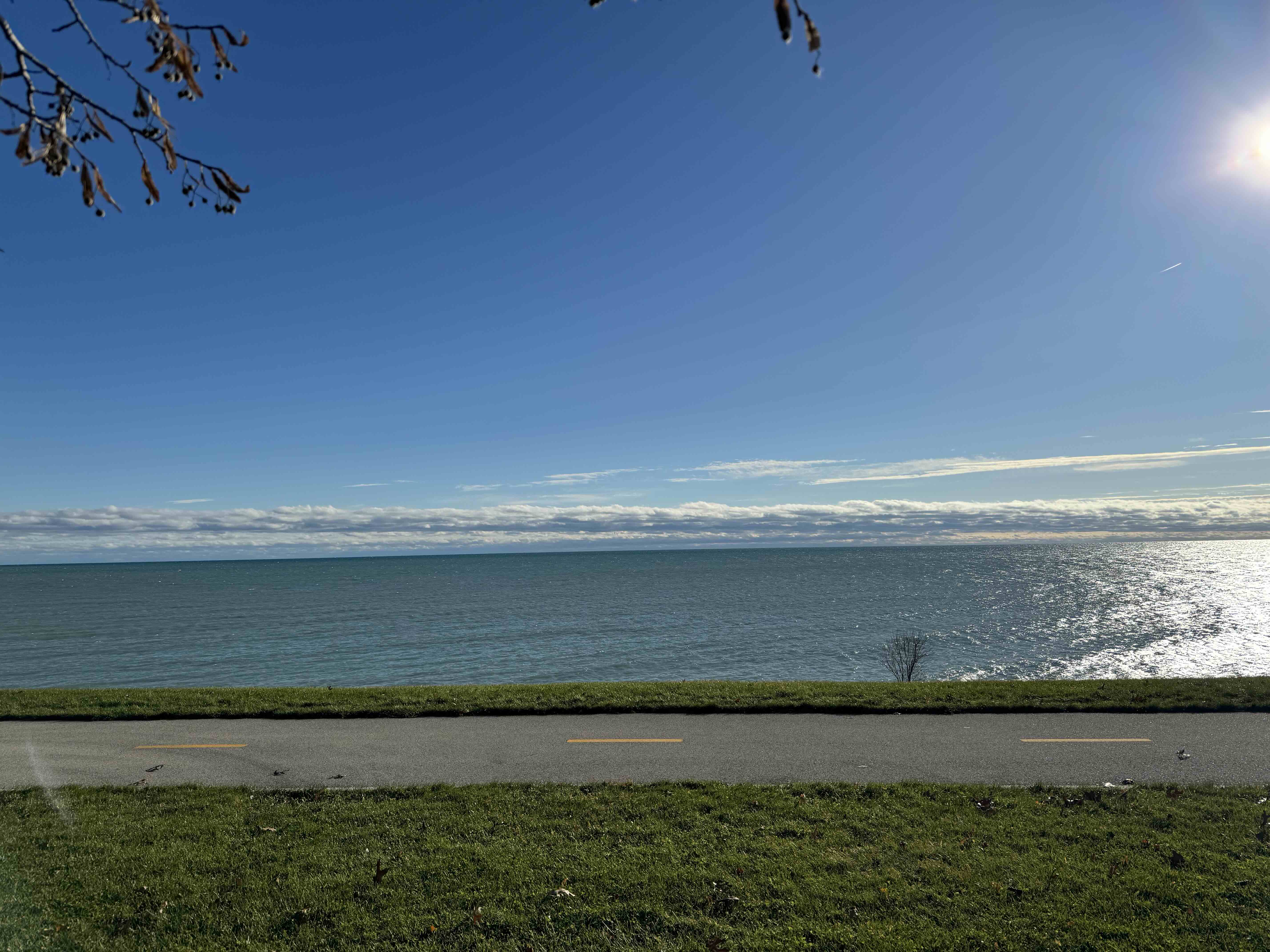 Lake Michigan shore in sunshine